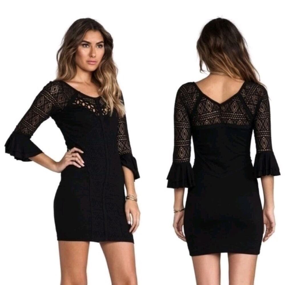 Free People City Girl Bodycon Mini Dress Crochet Size XS Goth Lace Y2K